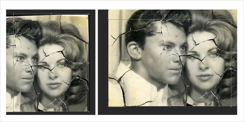 adjusting the edges in photo restoration process