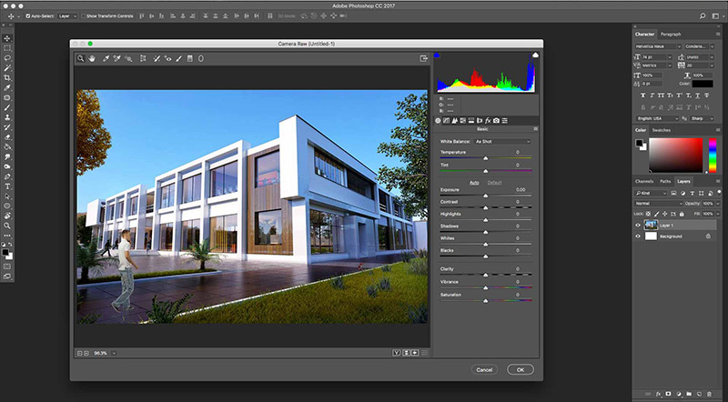 architecture saturated image in photoshop