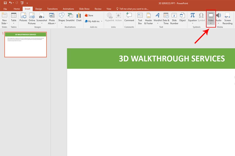 select video option in powerpoint software