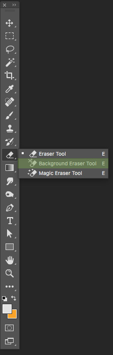 select the background eraser tool option in Photoshop
