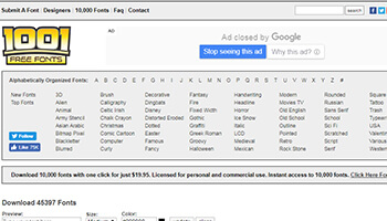 1001 free fonts website