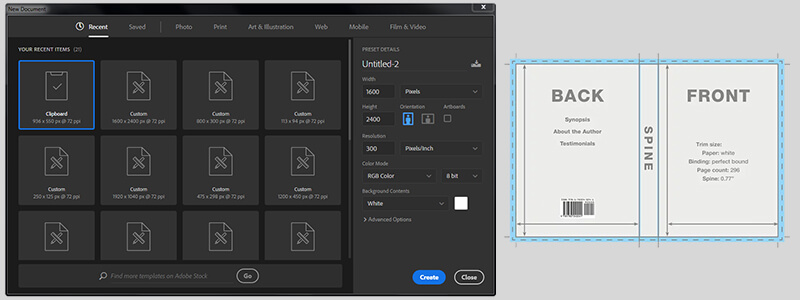 Photoshop document size setup