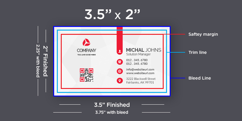 size of business card