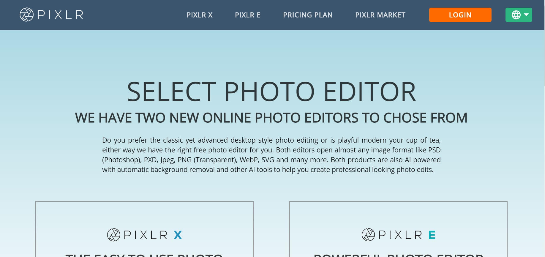Pixlr photo editing software
