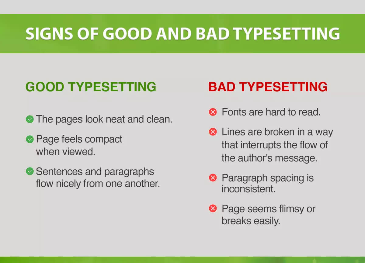 good typesetting vs bad typesetting