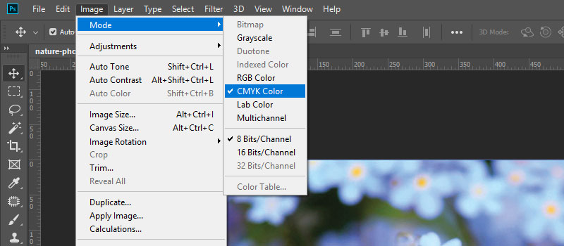 change color mode to CMYK