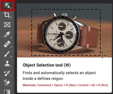 Object selection tool in Photoshop 2022