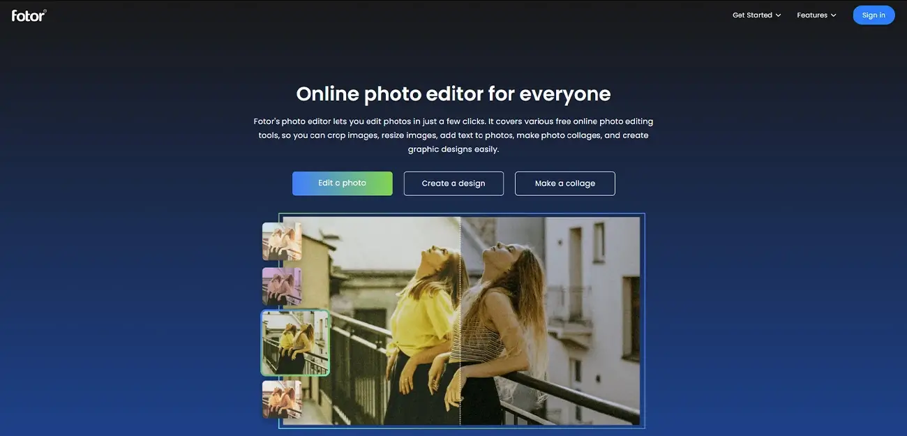 Fotor photo editing software