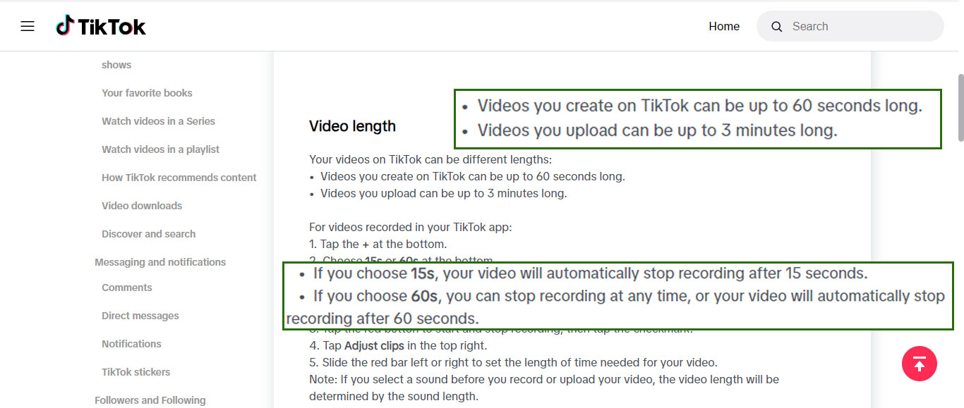 video length recommendation by TikTok