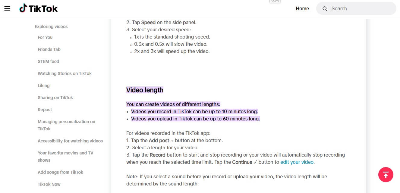 video length recommendation by TikTok