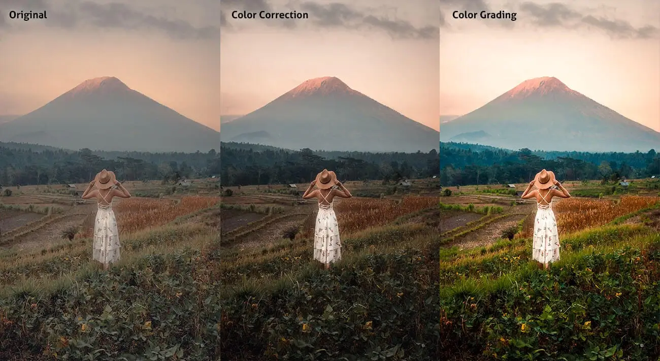 Color grading color correction difference