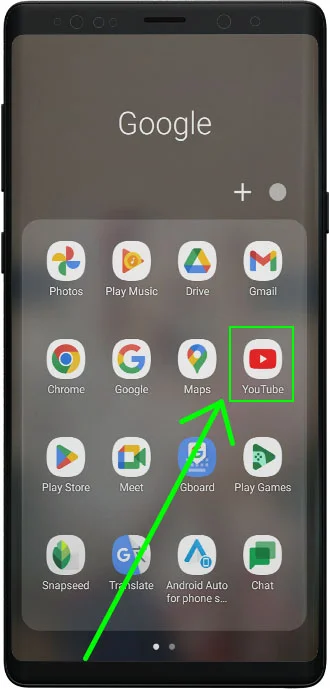 open youtube app in the smartphone