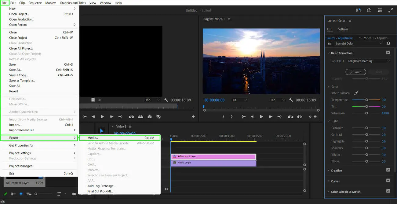 export the video render