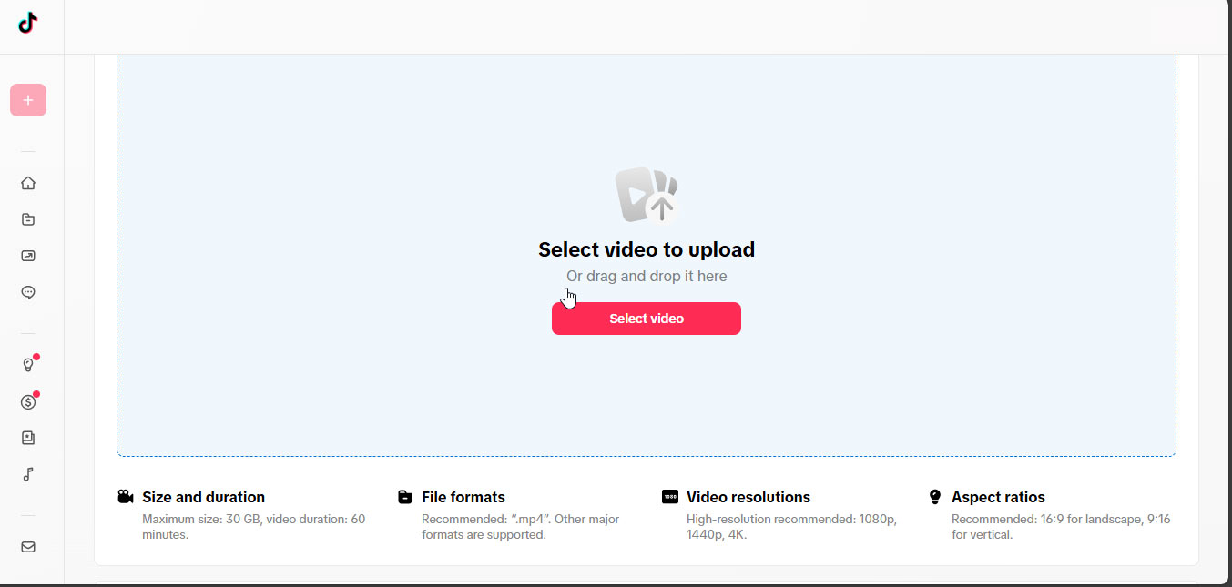 upload upto 60 minutes video in tiktok