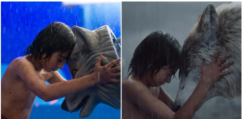 jungle book actor with cgi wolf behind the scenes